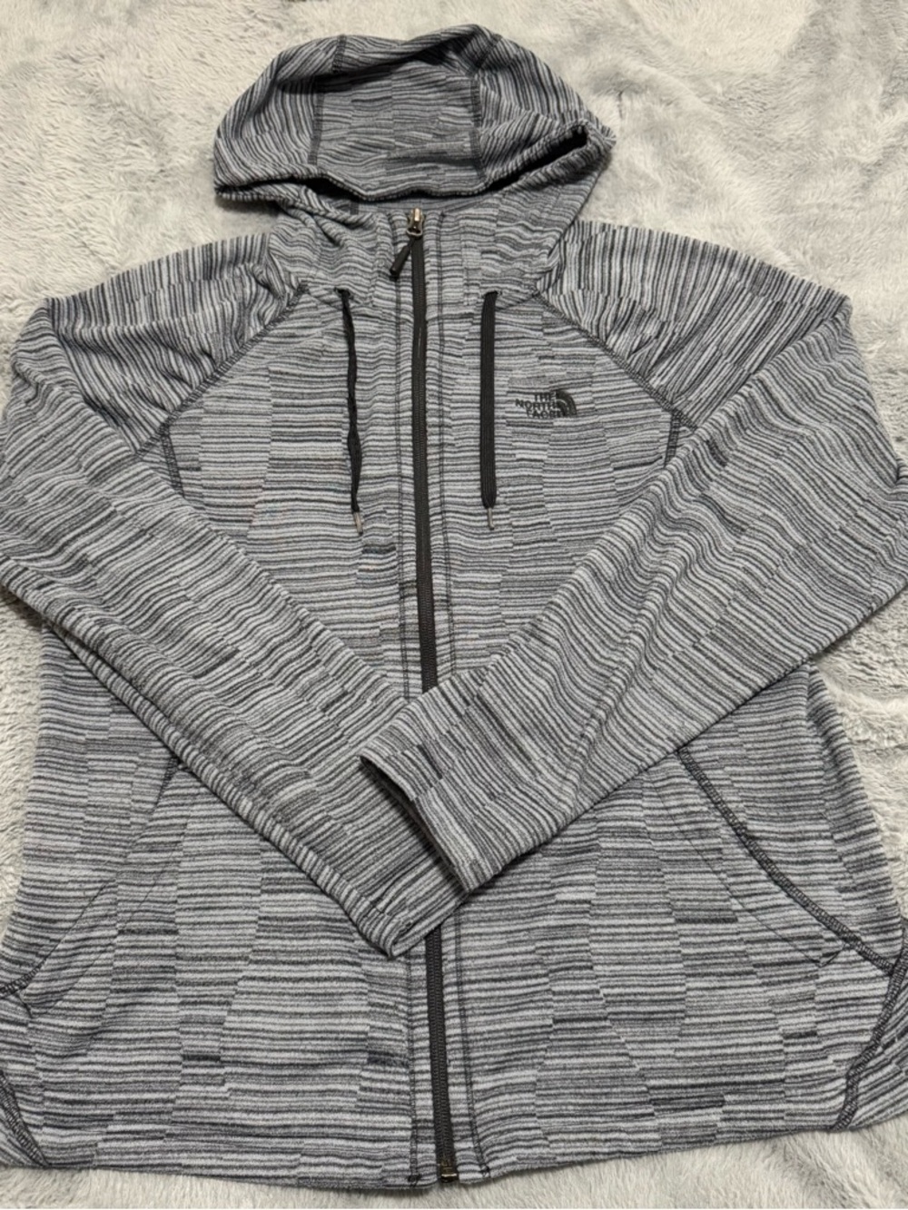 The North Face Gray Heathered Full-Zip Hooded Sweater